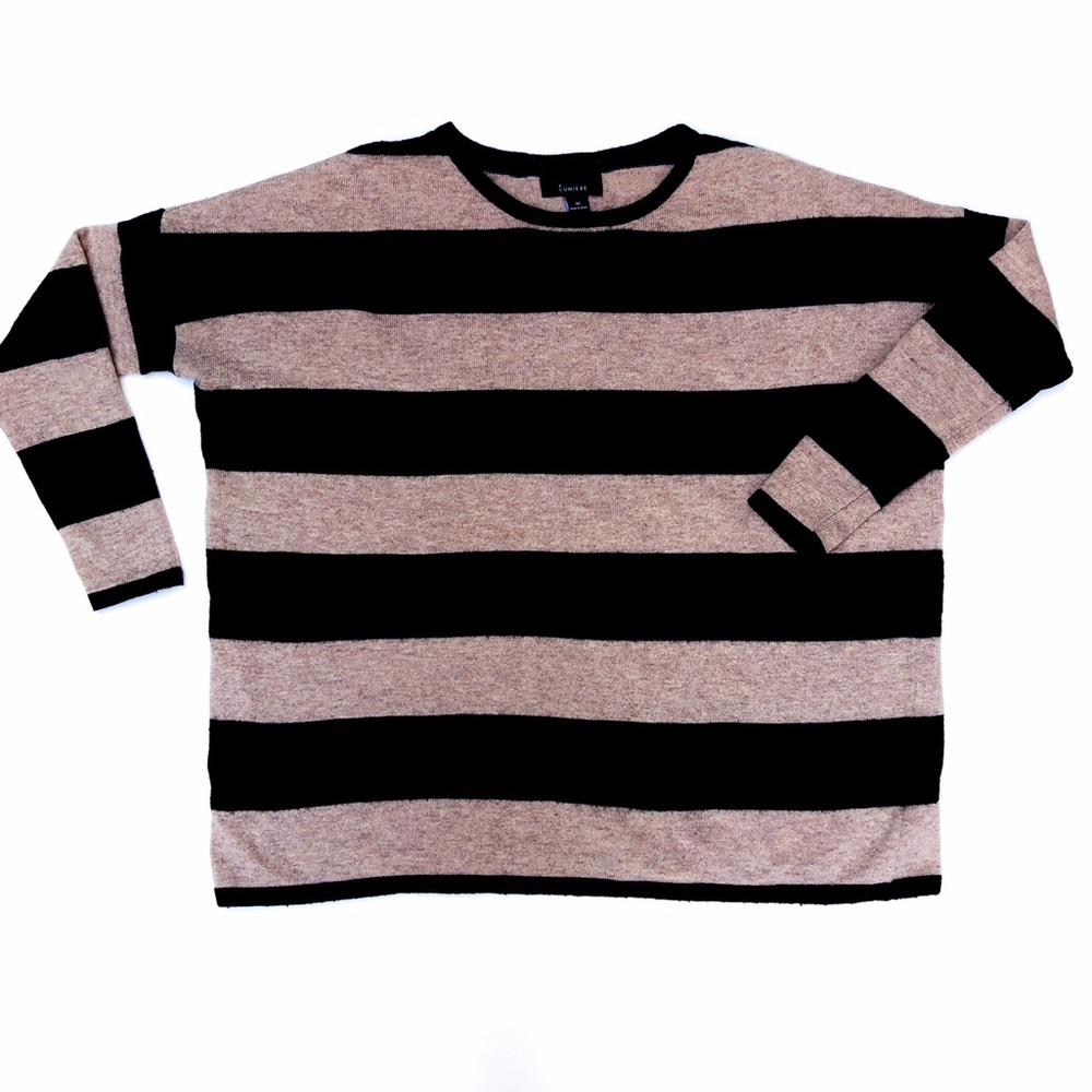 Lumiere Black/Tan Striped oversized Sweater M